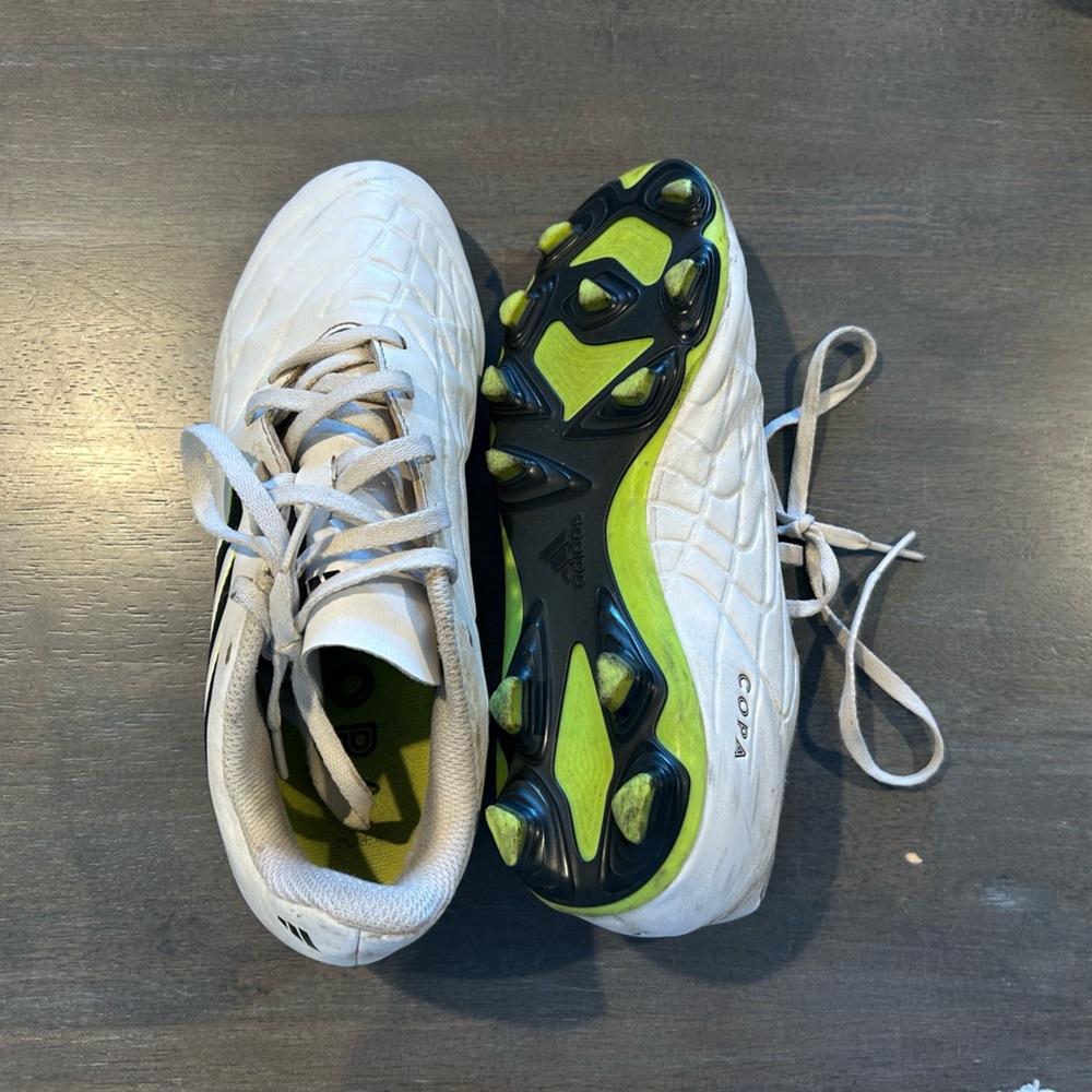 Adidas Copa Cleats White with Neon Green Soles